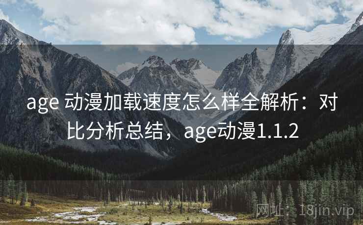 age 动漫加载速度怎么样全解析：对比分析总结，age动漫1.1.2