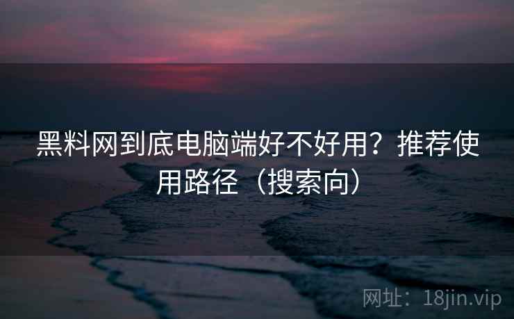 黑料网到底电脑端好不好用？推荐使用路径（搜索向）